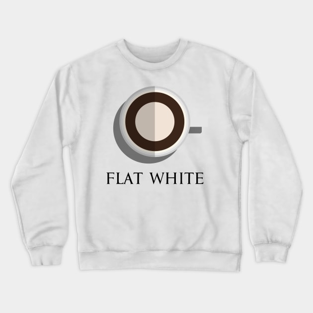 Flat white hot coffee in top view flat design illustration Crewneck Sweatshirt by FOGSJ